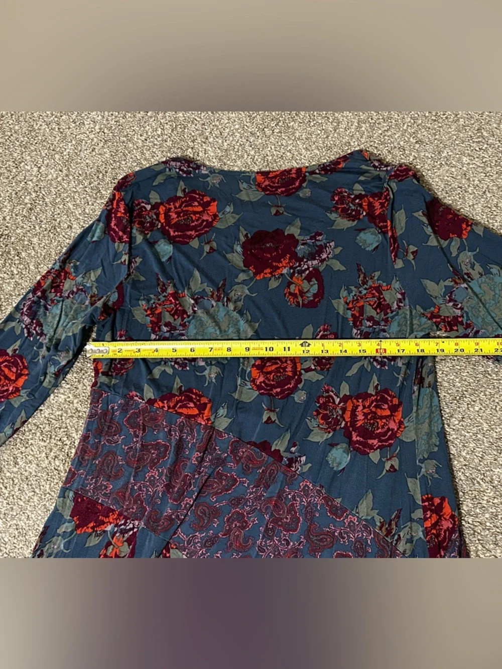 Soft Surroundings Floral Maxi Dress XL Blue Boho Patchwork Long Sleeve - Picture 7 of 8